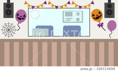 ハロウィン仕様のラジオブースの背景のイラスト 106314899