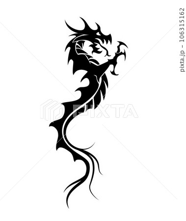 Dragon symbol tattoo, black and white vector illustration Dragon symbol tattoo, black and white vector illustration 106315162
