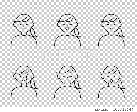 Simple people with different facial expressions One knot Simple people with different facial expressions One knot 106315544