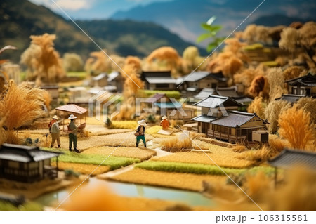 農村の秋の収穫風景(ジオラマ) 農村の秋の収穫風景(ジオラマ) 106315581