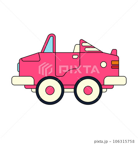 Color vector icon with toys car. Engaging and interactive toys that spark creativity and imagination. Designed for kids. Encourage playtime and ignite the joy of discovery with popular children's toys 106315758
