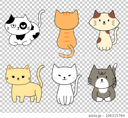 Cute cat doodle handdrawn cartoon for element, illustration, decoration, sticker, note 106315764