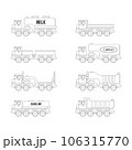 Line vector icon with toys truck set. Engaging and interactive toys that spark creativity and imagination. Made for kids. Encourage playtime and ignite the joy of discovery with popular children's toy 106315770