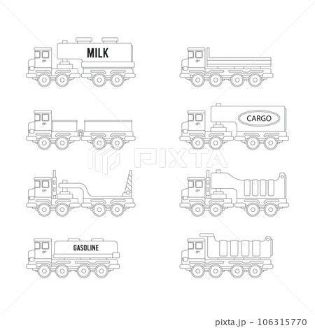 Line vector icon with toys truck set. Engaging and interactive toys that spark creativity and imagination. Made for kids. Encourage playtime and ignite the joy of discovery with popular children's toy Line vector icon with toys truck set. Engaging and interactive toys that spark creativity and imagination. Made for kids. Encourage playtime and ignite the joy of discovery with popular children's toy 106315770