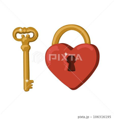 The symbol of love- Lock key red with heart - Valentines Day