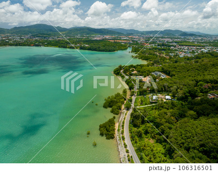 Aerial view of beautiful sea in summer season landscape view sea background 106316501