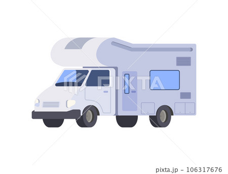 White camper van, mobile auto house with door, window, vector transportable caravan dwelling for road travel, journey White camper van, mobile auto house with door, window, vector transportable caravan dwelling for road travel, journey 106317676