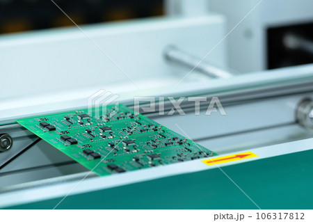 stage of PCB production on the conveyor of automatic production line stage of PCB production on the conveyor of automatic production line 106317812