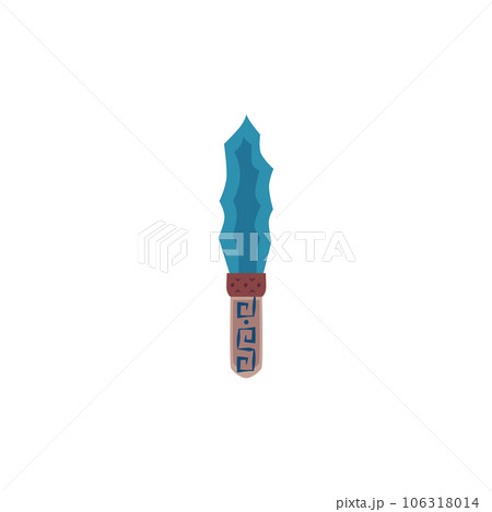 Mayan ancient weapon decorated with ornament, sword or knife with wooden handle cartoon vector isolated illustration Mayan ancient weapon decorated with ornament, sword or knife with wooden handle cartoon vector isolated illustration 106318014