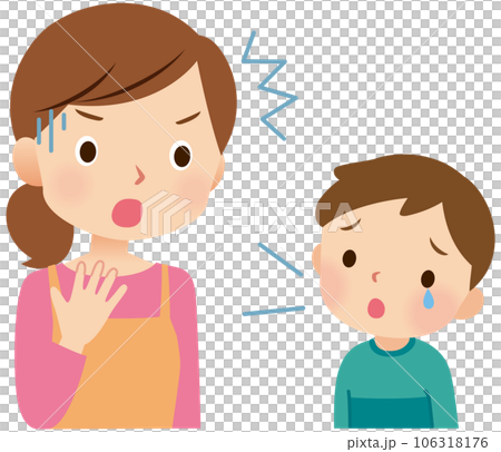 母親に相談する子ども　話す　驚く　親子　悩み 106318176