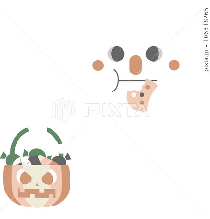 happy halloween holiday festival with cute ghost, pumpkin and cookie, flat png cartoon character transparent element design 106318265