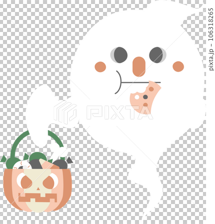 happy halloween holiday festival with cute ghost, pumpkin and cookie, flat png cartoon character transparent element design 106318265