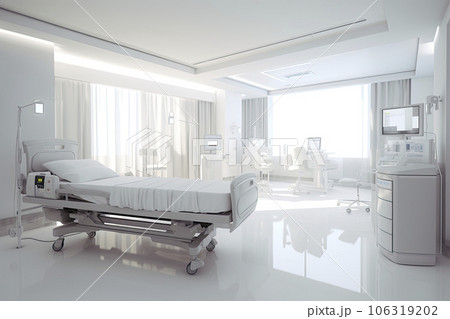 Hospital room with beds and comfortable medical equipped Hospital room with beds and comfortable medical equipped 106319202