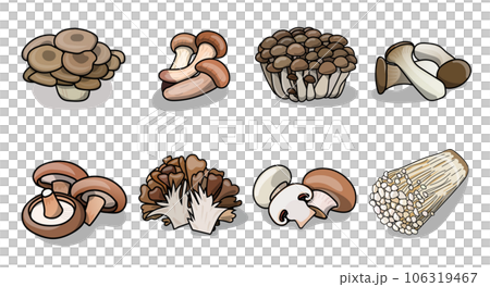 秋季蘑菇套裝插畫素材 106319467