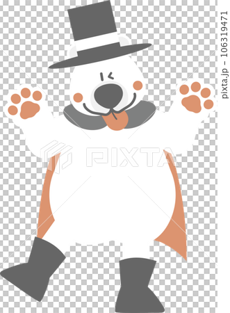 happy halloween holiday festival with cute stick out tongue polar bear, flat png cartoon character transparent element design 106319471