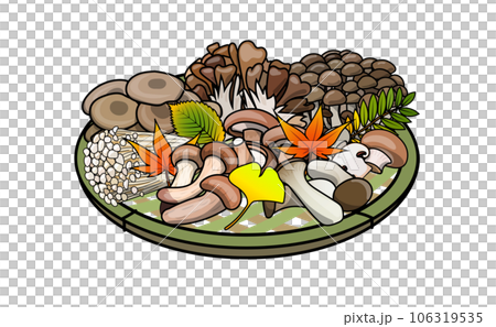 Autumn mushroom set basket illustration material 106319535