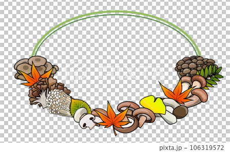 秋のキノコセットのイラストフレーム 秋のキノコセットのイラストフレーム 106319572