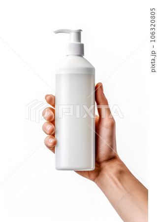 Skin moisturising concept. Top above overhead pov first person view photo of female hands holding tube of cream 106320805