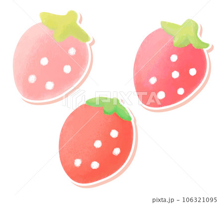 かわいい苺のイラストセット　フチあり　手描き風 106321095