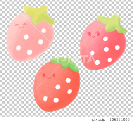 笑顔の苺のキャラクターセット　手描き風 106321096