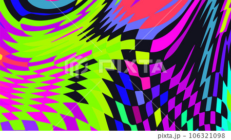 Distorted twisted checkered background. Trippy strip psychedelic pattern. Distorted twisted checkered background. Trippy strip psychedelic pattern. 106321098