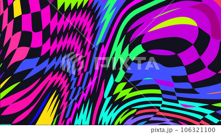 Distorted twisted checkered background. Trippy strip psychedelic pattern. Distorted twisted checkered background. Trippy strip psychedelic pattern. 106321100