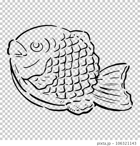 たい焼き　モノクロ 106321143