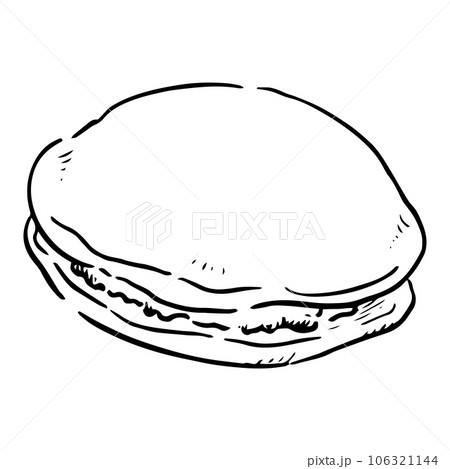 どら焼き　モノクロ 106321144