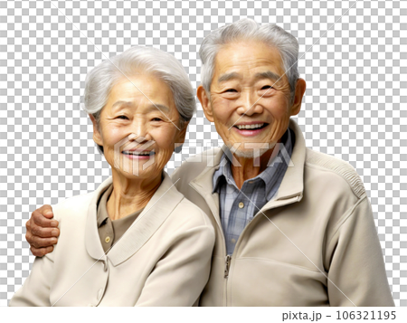 微笑的老年夫婦擁抱 AI 圖像生成 106321195