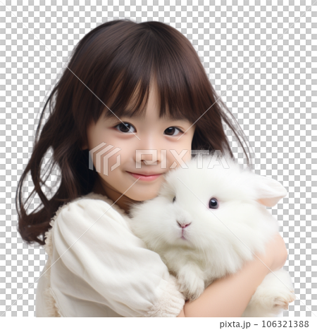うさぎを抱く女の子のイラスト素材 [106321388] - PIXTA