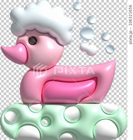 3d icon. Rubber duck playing in bubble bath or - Stock Illustration  [106321656] - PIXTA