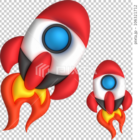 3d cartoon style minimal spaceship rocket icon. Toy rocket upswing. Startup, space, business concept. 3d cartoon style minimal spaceship rocket icon. Toy rocket upswing. Startup, space, business concept. 106321712