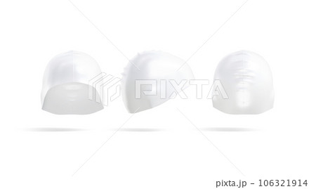 Blank white sport swim cap mockup front, side, back mockup 106321914