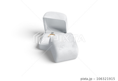 Blank white box with gold diamond ring stack mockup Blank white box with gold diamond ring stack mockup 106321915