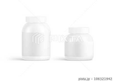 Blank white big and small protein can mockup, front view Blank white big and small protein can mockup, front view 106321942