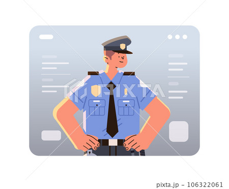 policeman in unifor police officer man cop portrait happy labor day celebration concept horizontal 106322061