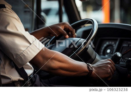 City bus driver during work 106323238