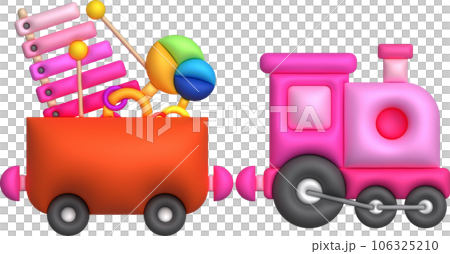 Kids toys box vector baby train container with...のイラスト素材 [106325210 ...