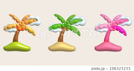 3d illustration coconut trees and clouds 106325255
