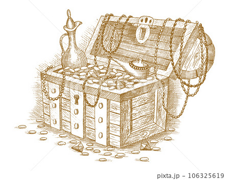 Treasure chest drawn by hand Treasure chest drawn by hand 106325619