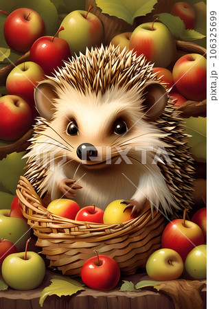 the introduced to an adorable hedgehog with apple the introduced to an adorable hedgehog with apple 106325699