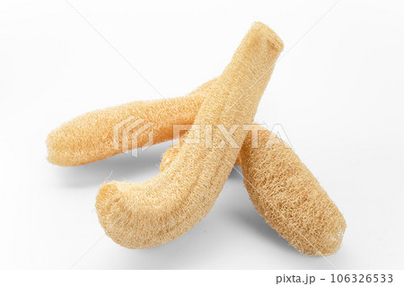 Luffa on a white background board. Luffa on a white background board. 106326533