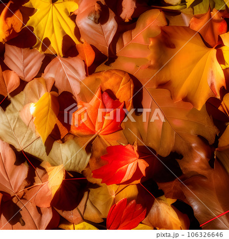 Autumn orange, leaves fall abstract background, leaf random element outdoor 106326646
