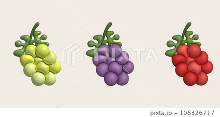 3D illustration Bunch of grapes and grape...のイラスト素材