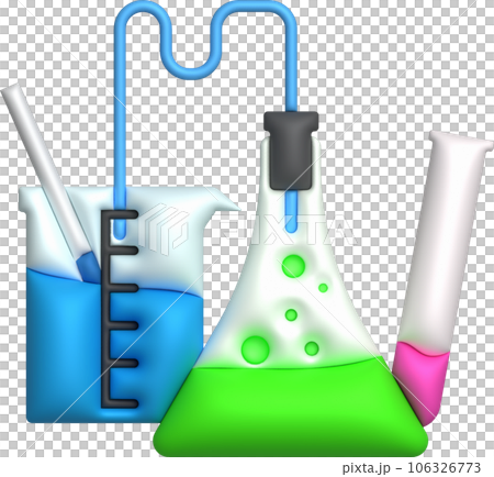 3D icon. Isolated flask or flask for chemistry. Laboratory glassware for medical or scientific education .Minimalist style icons 106326773