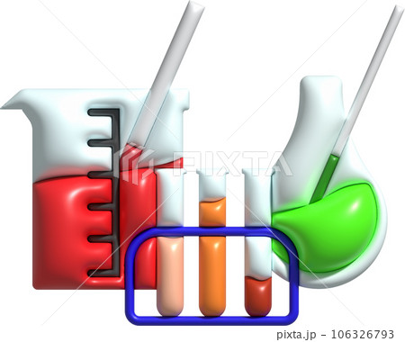 3D icon. Isolated flask or flask for chemistry. Laboratory glassware for medical or scientific education .Minimalist style icons 106326793