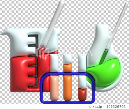 3D icon. Isolated flask or flask for chemistry. Laboratory glassware for medical or scientific education .Minimalist style icons 106326793