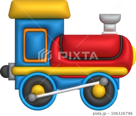 3d icon children's constructor train with trailers. The concept of preschool education. 3d icon children's constructor train with trailers. The concept of preschool education. 106326796
