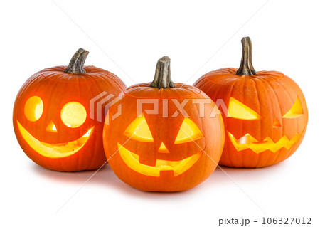 Three Halloween Pumpkins on white Three Halloween Pumpkins on white 106327012