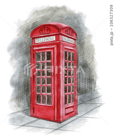 English telephone box drawn by hand English telephone box drawn by hand 106327309